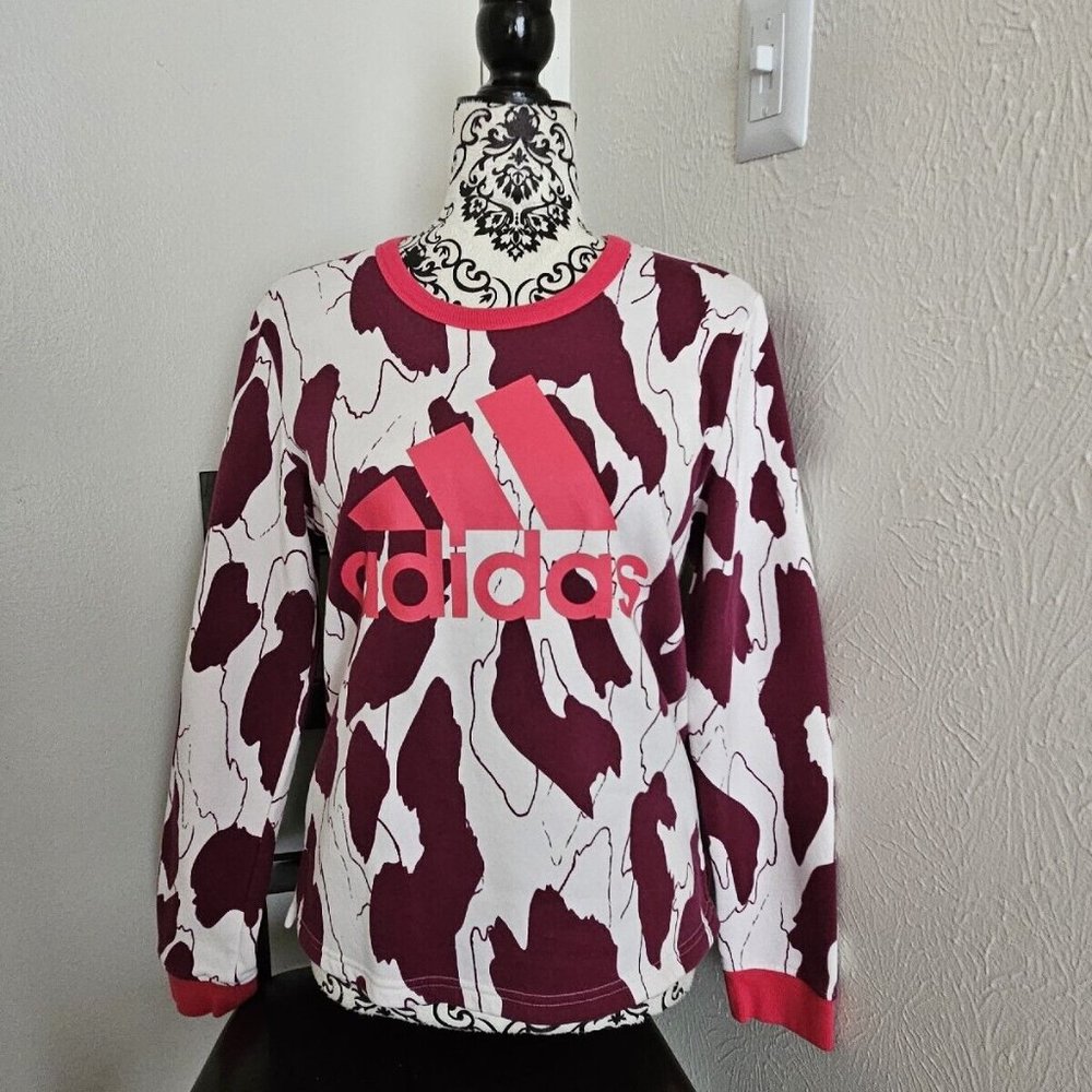 adidas Long Sleeve Crew Neck Sweatshirt Pullover Women S Fuschia Pink MINT